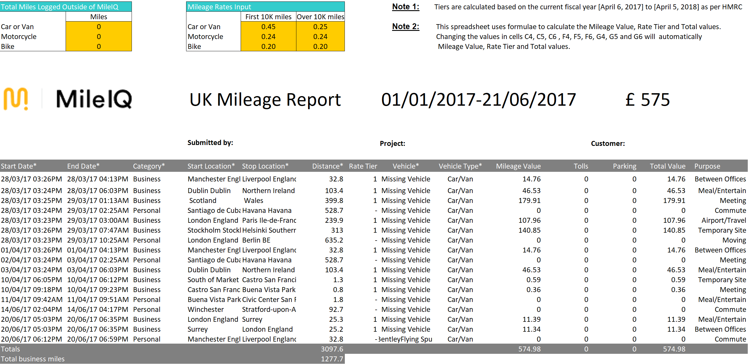 This image shows the XLS report.