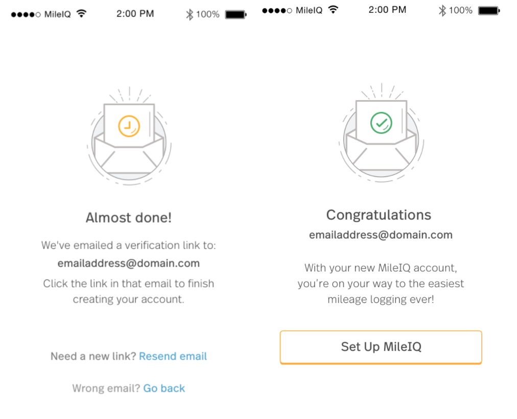 This image shows a confirmation that a verification link has been sent to your email