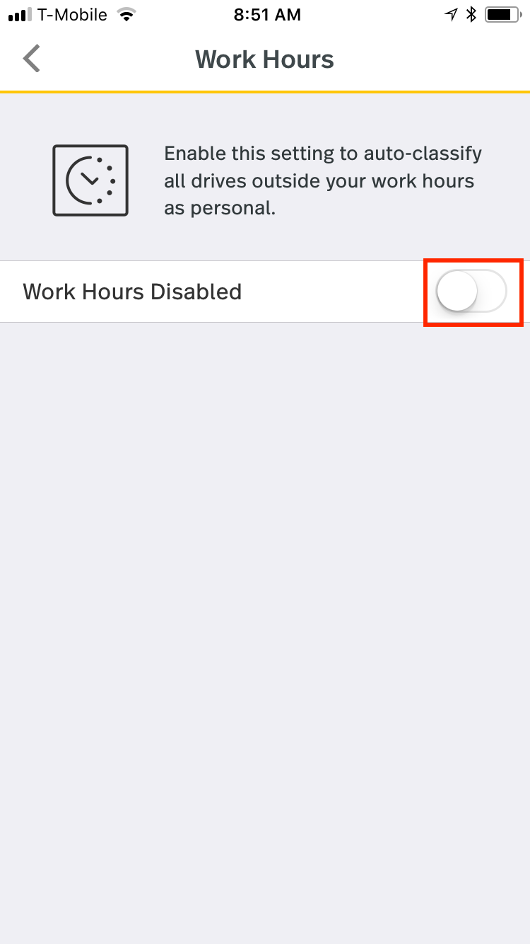 This screenshot shows Work Hours disabled with the option to enable this feature