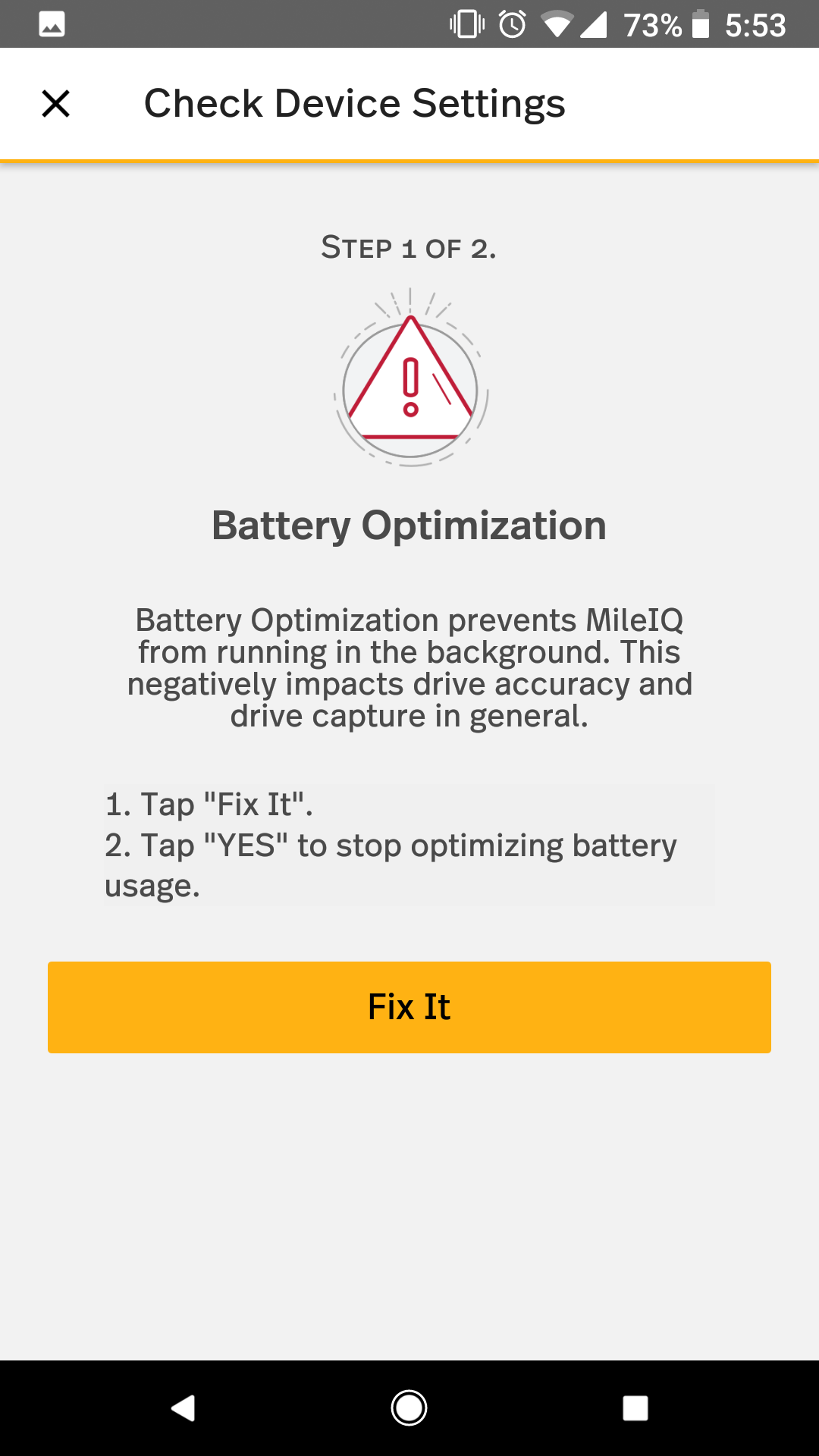 This shows the steps to allow MileIQ to operate with being Battery Optimized