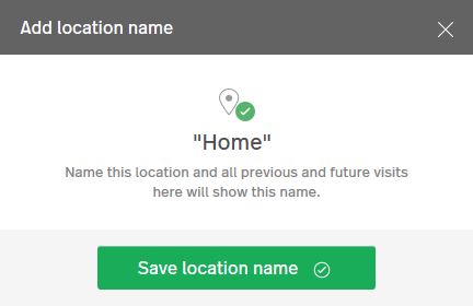 Screenshot of the MileIQ Web Dashboard pop-up prompt asking to confirm named location 'Home'